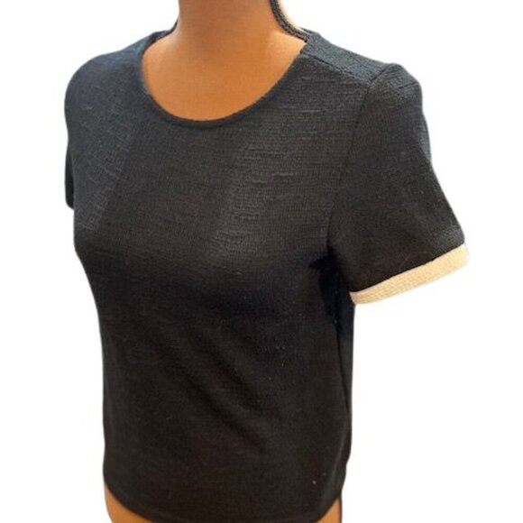 Zara Trafaluc Short Sleeve Shirt in Back with White Detail on Sleeves – Medium - Picture 3 of 5